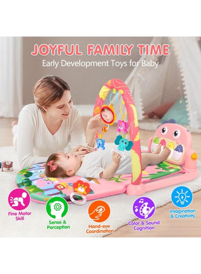 أل أيه بريشوس بساط لعب للأطفال، بساط أنشطة ممتع على شكل بيانو لوقت الاستلقاء على البطن مع 5 ألعاب حسية للأطفال الرضع، موسيقى وأضواء، هدايا للأولاد والبنات حديثي الولادة من عمر 0 ​​إلى 3 و6 و9 و12 شهرًا - Image 5